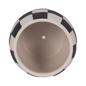 Vaso per Fiori Moderno con Motivo a Scacchiera Arrotondato, Fioriera Decorativa con Grafica a Quadri per Arredamento Casa - Product Image 5