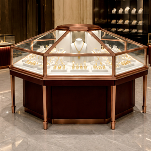 Vitrina de Joyería Octogonal de Lujo a Prueba de Polvo con Cierre Magnético, Exhibidor de Relojes de Vidrio con Marco Metálico para Mostrador de Joyería - Product Image 1