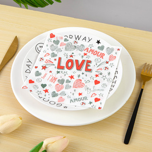 Grenzüberschreitende Neue Valentinstag Bedruckte Servietten für Festliche Tischdekoration Papierhandtücher Doppellagig 20 Blatt pro Packung - Product Image 2