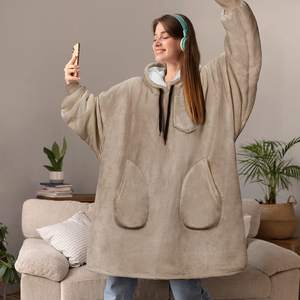 Nouveau modèle 2026, Pull à capuche grande taille très vendu, en polaire chaude à carreaux, avec manches, utilisable comme couverture TV - Product Image 4