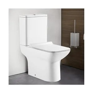Modern Rimless Europe Bathroom CE Standard Square Bowl Ceramic 2 Piece Toilet With Slim Tank