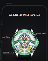 Montre mécanique pour homme ONOLA 3867 avec mouvement squelette étanche, bracelet en cuir, montre automatique, design à double roue volante