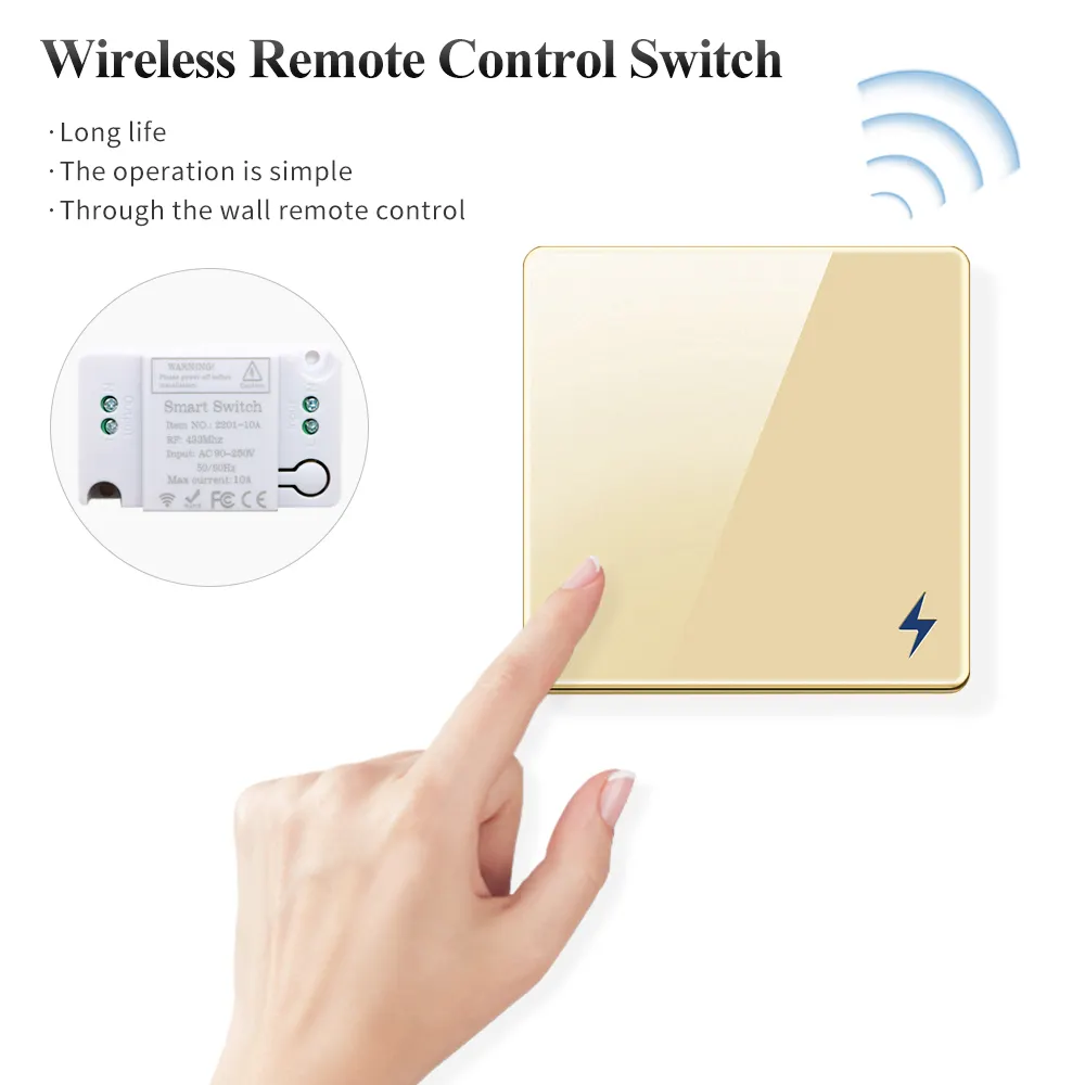 New 433Mhz AC 110-220V Electric Smart Remote Control Wireless Wall Switches Controller