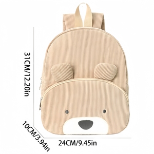 Sac à dos personnalisé en velours côtelé avec <span class=keywords><strong>nom</strong></span> - Sac d'école brodé avec un animal mignon - Cadeaux <span class=keywords><strong>de</strong></span> rentrée scolaire pour garçons et filles - Product Image 4