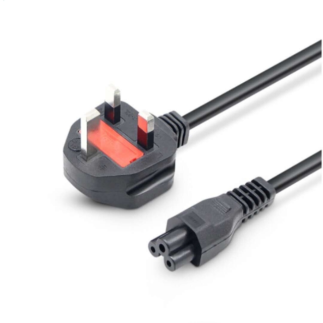 1.5M 2M 3M Black Power Extension Cord UK Plug IEC C5 Clover Leaf CloverLeaf Lead Cable Mickey Mouse End