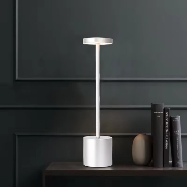 Modern Portable LED Table Lamp Rechargeable Cordless USB-C Charging Dimmable Touch Sensor Iron Bedside Lamp with Metal Shade