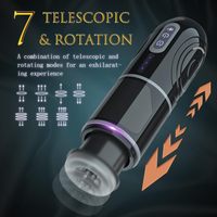 Masturbador Masculino Telescópico Automático con Ventosa y Rotación, Ejercitador de Pene, Producto Erótico para Adultos