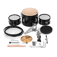 Batterie complète pour enfants en 3 pièces, kit pour débutants avec un trépied réglable de 12 pouces, une pédale de cymbale et des baguettes