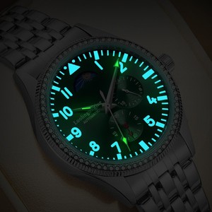 Reloj mecánico de la marca Duke of Lorraine, multifuncional para hombre, piloto, luminoso, con diamantes completos, correa de <span class=keywords><strong>piel</strong></span> de camarón, exportación portuguesa. - Product Image 4