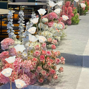 Lámpara de pie LANJO con forma de flor de amapola luminosa blanca, luz guía para bodas, decoración de escenarios, lámpara de piso con pétalos. - Product Image 2