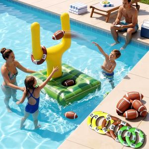 2-in-1 <b>Inflatable</b> Football Goal & Ring Toss Game Set <b>for</b> <b>Pool</b> & Backyard - Product Image 1