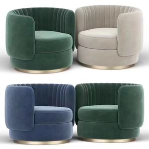 Sillón de Diseño Moderno y Cómodo con Base de Metal y Tapicería de Terciopelo para Sala de Estar u Hotel - Product Image 6