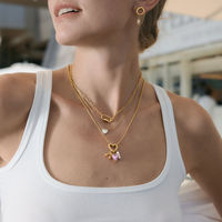 Collier pendentif BinShuo tendance en acier inoxydable plaqué or 18 carats avec cœur rose en zircon et perle d'imitation cerise pour femme