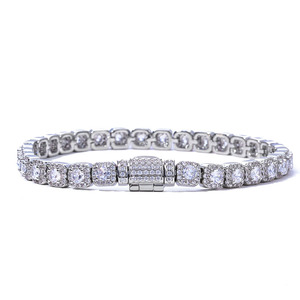 Bespoke Urban Streetwear Emerald Cut GRA Moissanite Sugar Cube <b>Bracelets</b> S925 Silver Iced Out Bling Link Chains OEM - Product Image 1