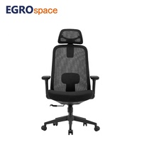 Fauteuil de bureau ergonomique de direction EGROspace à dossier haut, pivotant, avec accoudoirs en maille, pour réunions et personnel