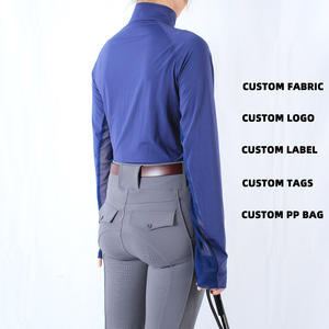 Bolso ecuestre único ARLAN para mujer, camisa de polo ecuestre de manga larga, ropa ecuestre - Product Image 2