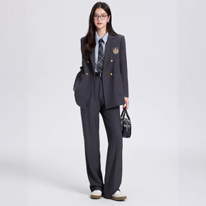 Women's Suit Set Gray Solid Color Polyester Anti-Wrinkle Casual Workwear Formal Wear - Product Image 1