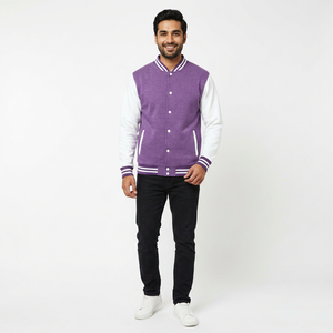 Veste universitaire personnalisée de style Varsity pour hommes, vestes universitaires en laine mérinos, vente en gros, veste de baseball avec manches en cuir - Product Image 1