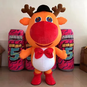 2023 Christmas Red Nose Inflatable Elk Mascot Customized Adult Size Inflatable Mascot Costume