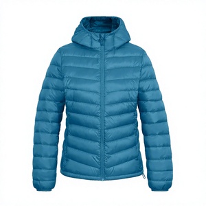 Chaqueta Acolchada para Mujer, con Capucha, Manga Larga, para Invierno, Color Sólido, Cierre de Cremallera, Ligera, Relleno de Poliéster - Product Image 1