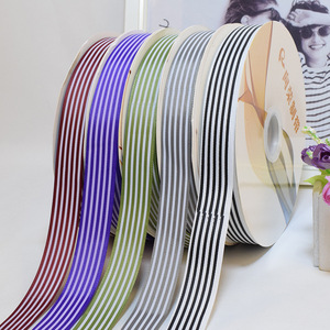 Экологичная прочная репсовая лента с принтом 2,5 см для упаковки подарков на Рождество, декоративная лента в полоску для выпечки, 100 ярдов - Product Image 3