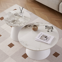 Table basse en marbre tendance et luxueuse - Ensemble rond minimaliste moderne, table élégante et robuste pour le salon