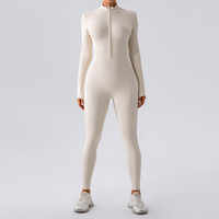 Combinaison moulante à manches longues pour femme Y03, légère, avec fermeture éclair, une pièce, ensembles de fitness pour la salle de sport, vêtements de sport hautement élastiques, combinaison de yoga, barboteuse