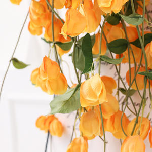 Fleurs artificielles en soie de groseille à la française en gros avec longue tige et feuilles pour la décoration de mariage, la fête des pères et Pâques - Product Image 2