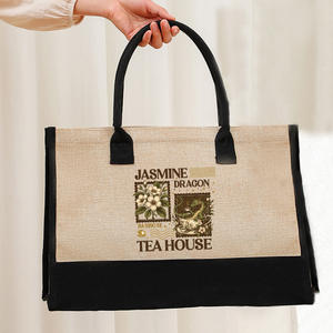 1 sac de plage en toile personnalisé de grande taille avec motif de salon de <span class=keywords><strong>thé</strong></span> Jasmine <span class=keywords><strong>Dragon</strong></span>, cadeau monogramme - Product Image 1