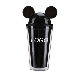Gobelet à double paroi en acrylique transparent de 16 oz avec couvercle en forme de tête de <span class=keywords><strong>Mickey</strong></span> et <span class=keywords><strong>Minnie</strong></span> Mouse, vente en gros - Product Image 1