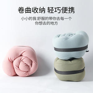 Oreiller de voyage portable en mousse à mémoire de forme en forme de U, couleur unie bleu rose vert beige pour le soutien des siestes au bureau - Product Image 3