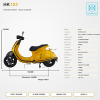 Scooter HK103 150CC 4 temps refroidi par air, moteur EFI 10,5 kW, Euro 5, démarrage sans clé, freins à disque CBS avant/arrière, pneus de 13 pouces