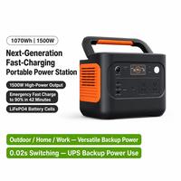 Station d'alimentation portable 1070Wh 1500W LiFePO4, alimentation extérieure, charge solaire pour le camping, l'éclairage extérieur et l'alimentation de secours