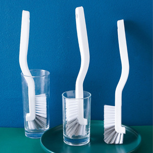 White Curved Cleaning <b>Brush</b> Nylon Bristles For Kettle <b>Bottle</b> Blender Household Use - Product Image 1