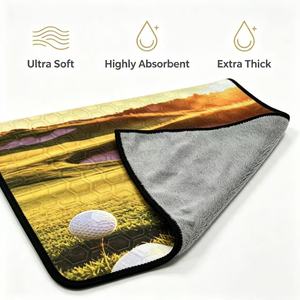 <span class=keywords><strong>Serviette</strong></span> <span class=keywords><strong>de</strong></span> golf en microfibre épaisse avec motif <span class=keywords><strong>de</strong></span> football imprimé, douce et absorbante, pour les clubs <span class=keywords><strong>de</strong></span> golf et les sports - Product Image 1