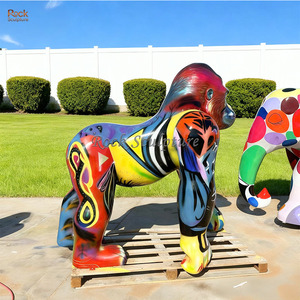 Décoration de jardin extérieur Statue d'<span class=keywords><strong>animal</strong></span> en résine grande statue de gorille en fibre de verre personnalisée <span class=keywords><strong>Sculpture</strong></span> en diamant - Product Image 5