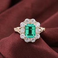 Bague de luxe personnalisée en or jaune 14 carats avec émeraude de laboratoire de 2,5 carats et diamant moissanite, bijoux pour femmes, nouveauté 2022