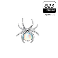 Clous d'oreilles en titane G23 opale scintillante, motif araignée, pour cartilage, à filetage interne, bijoux d'oreille pour femme
