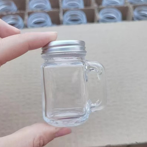 50ml Mini <strong>Mason</strong> <strong>Jar</strong> <strong>with</strong> <strong>Handle</strong> and Lid Salt Pepper Shaker Juice Beverage Drinking Bottle Shot Glass for Milk Plastic Cap - Product Image 3