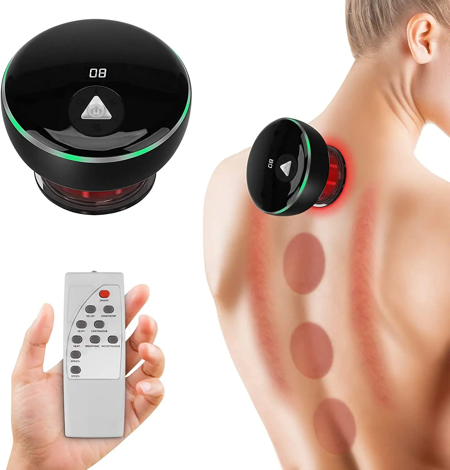 Nuova salute fisica telecomando dispositivo di massaggio con coppettazione sottovuoto tazza di aspirazione raschiante elettrica massaggiatore per terapia di coppettazione intelligente