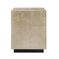 Meubles de luxe personnalisés de Dubaï-Table d'appoint carrée en pierre avec feuille d'or et base en bois massif pour canapé et chaises longues, tables console