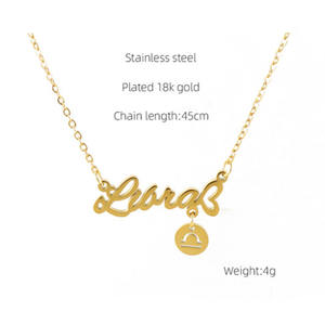 Rétro vieux anglais 12 zodiaque Constellation <span class=keywords><strong>naissance</strong></span> étoile signe lettre <span class=keywords><strong>astrologie</strong></span> acier inoxydable pendentif mode bijoux collier 2024 - Product Image 6