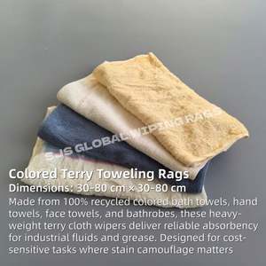 Toallas de algodón reciclado, reutilizables, absorbentes de agua y aceite, paños gruesos de colores reciclados para limpieza - Product Image 2