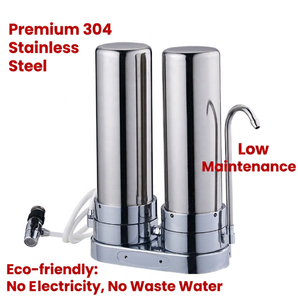 Système de filtration d'eau pour comptoir sans perçage, installation instantanée DIY, purificateur double étage en acier inoxydable 304 pour locataires, purificateur d'eau de comptoir - Product Image 1