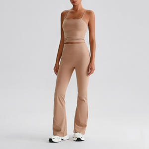 2025 donna alta sensazione Yoga Pilates allenamento <span class=keywords><strong>abbigliamento</strong></span> Fitness tuta sportiva da corsa Sexy gilet anteriore solido con coulisse - Product Image 5