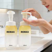 Bouteille mousseuse rechargeable en plastique de 200 ml, couleur jaune personnalisée, pour savon pour les mains, shampoing, cosmétiques