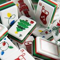 Ubin Mahjong Akrilik Natal 160pcs Edisi Liburan dengan Pola Pohon Salju dan Stoking untuk Hadiah