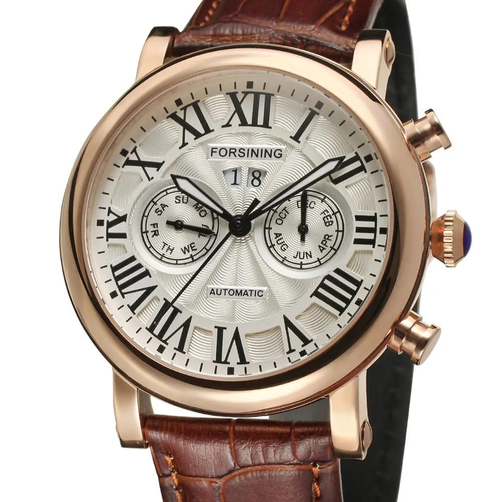 Custom Tourbillon Roman Digital Ripple Dial Clock Relogio Men Chronograph Antique Male Leather Wristwatches Mechanical Watches