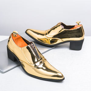 Zapatos de boda de color rojo dorado <span class=keywords><strong>azul</strong></span> cómodos zapatos de vestir con cremallera en punta con clase de <span class=keywords><strong>charol</strong></span> para hombres - Product Image 6