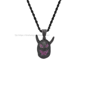 จี้ปีศาจน้อย, สร้อยคอฮิปฮอปประดับเพชรเซอร์โคเนียมเต็มเส้น, เครื่องประดับฮาโลวีนนำเข้า, สร้อยคอปีศาจ - Product Image 1